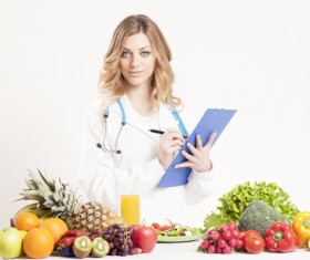 Nutritionist with fresh vegetables and fruits HD picture 02
