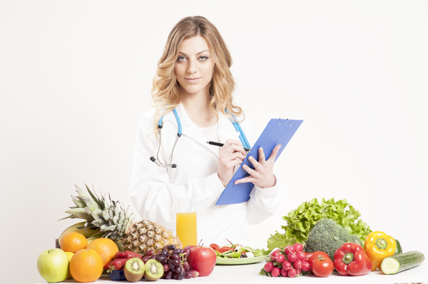 Nutritionist with fresh vegetables and fruits HD picture 02