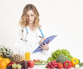 Nutritionist with fresh vegetables and fruits HD picture 03