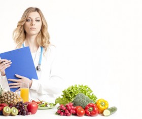 Nutritionist with fresh vegetables and fruits HD picture 04