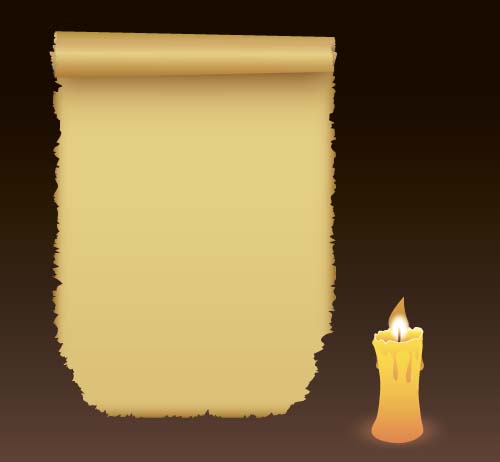 Old paper and candle vector background 05