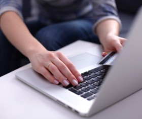 Online payment business lady Stock Photo