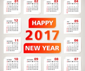 Orange calendar 2017 with paper vector