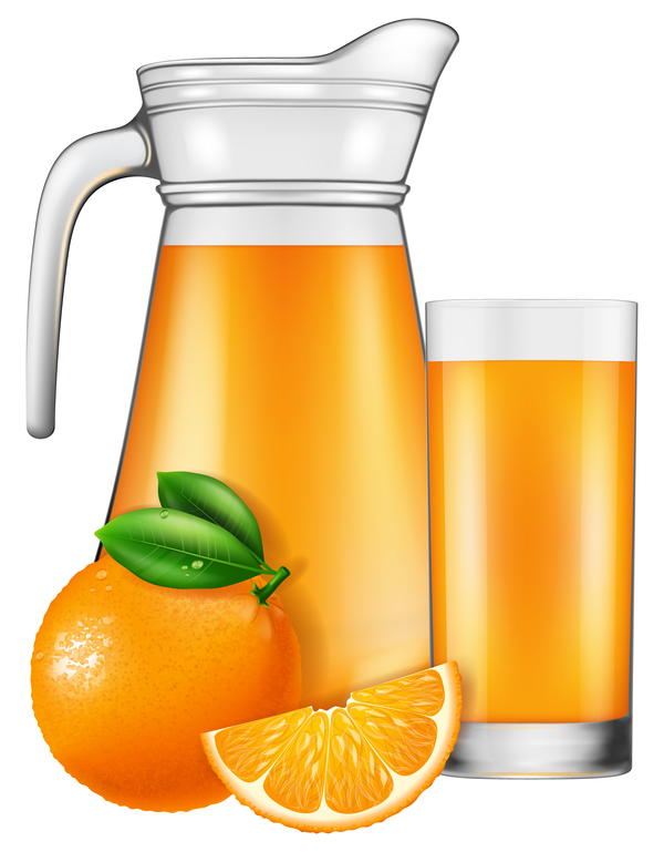 Orange juice with glass cup vectors 01