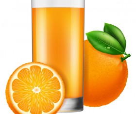 Orange juice with glass cup vectors 02