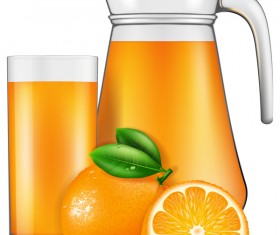 Orange juice with glass cup vectors 03