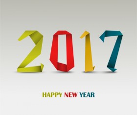 Origami 2017 new year design vector