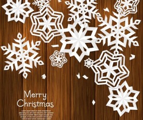 Paper cutting snowflake with christmas card vector