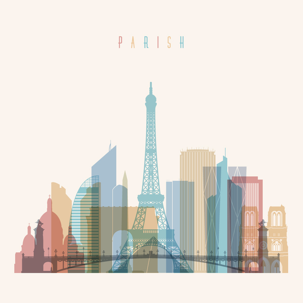 Paris building vector illustration
