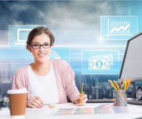 Pencil design female designer Stock Photo