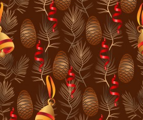 Pine cones with christmas pattern seamless vector 02