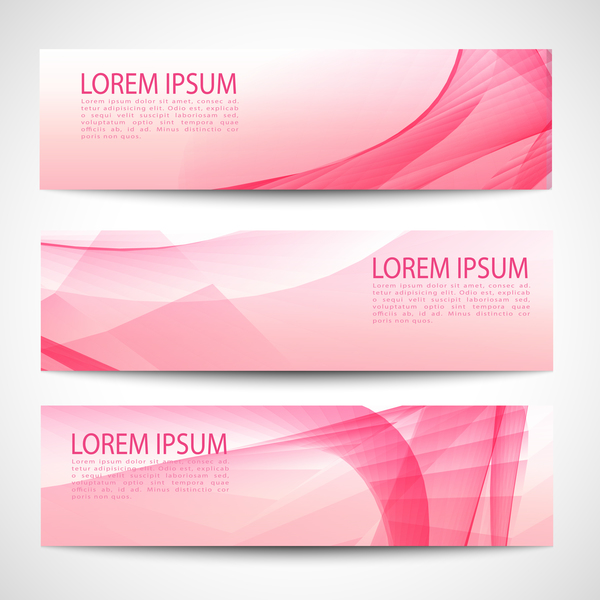 Pink banner abstract vector 01