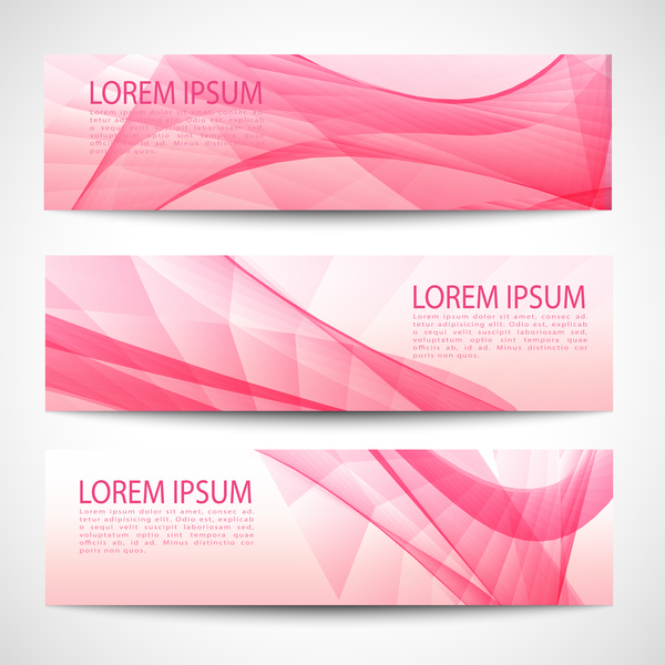 Pink banner abstract vector 02