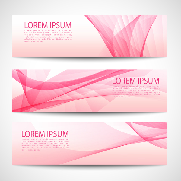 Pink banner abstract vector 06