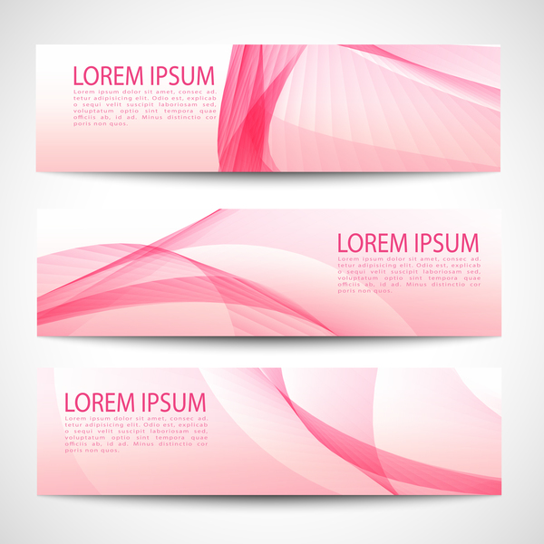 Pink banner abstract vector 07