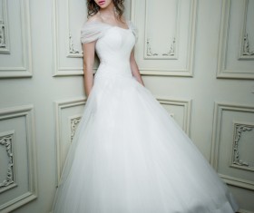 Portrait of gorgeous bride in luxury wedding dress Stock Photo 01