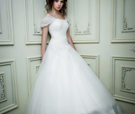 Portrait of gorgeous bride in luxury wedding dress Stock Photo 02