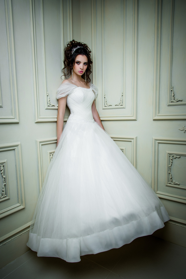 Portrait of gorgeous bride in luxury wedding dress Stock Photo 02