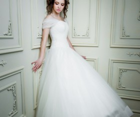 Portrait of gorgeous bride in luxury wedding dress Stock Photo 03