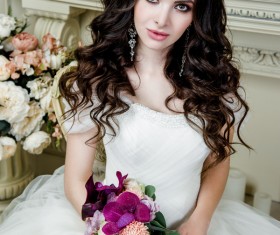 Portrait of gorgeous bride in luxury wedding dress Stock Photo 05