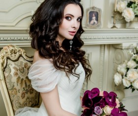 Portrait of gorgeous bride in luxury wedding dress Stock Photo 06