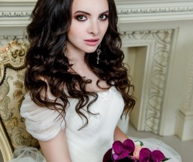 Portrait of gorgeous bride in luxury wedding dress Stock Photo 07