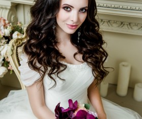 Portrait of gorgeous bride in luxury wedding dress Stock Photo 08