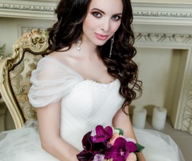 Portrait of gorgeous bride in luxury wedding dress Stock Photo 09