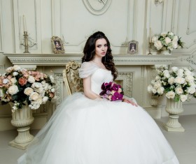 Portrait of gorgeous bride in luxury wedding dress Stock Photo 10