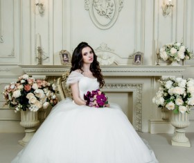 Portrait of gorgeous bride in luxury wedding dress Stock Photo 13