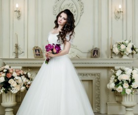 Portrait of gorgeous bride in luxury wedding dress Stock Photo 14