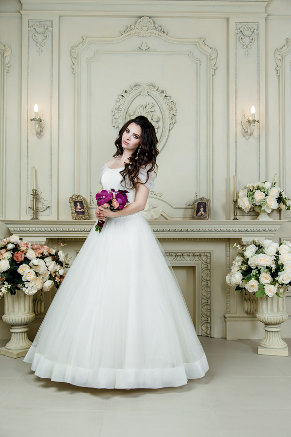 Portrait of gorgeous bride in luxury wedding dress Stock Photo 14