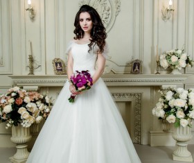 Portrait of gorgeous bride in luxury wedding dress Stock Photo 15