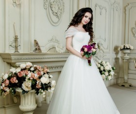 Portrait of gorgeous bride in luxury wedding dress Stock Photo 16