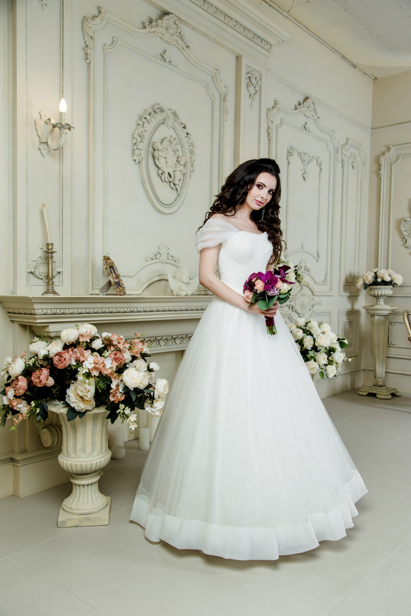 Portrait of gorgeous bride in luxury wedding dress Stock Photo 16