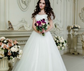 Portrait of gorgeous bride in luxury wedding dress Stock Photo 17