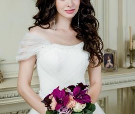 Portrait of gorgeous bride in luxury wedding dress Stock Photo 18
