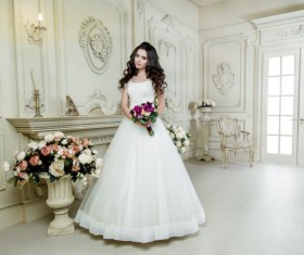 Portrait of gorgeous bride in luxury wedding dress Stock Photo 19