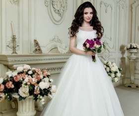 Portrait of gorgeous bride in luxury wedding dress Stock Photo 20