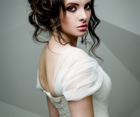 Portrait of gorgeous bride in luxury wedding dress Stock Photo 22