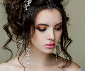 Portrait of gorgeous bride in luxury wedding dress Stock Photo 30
