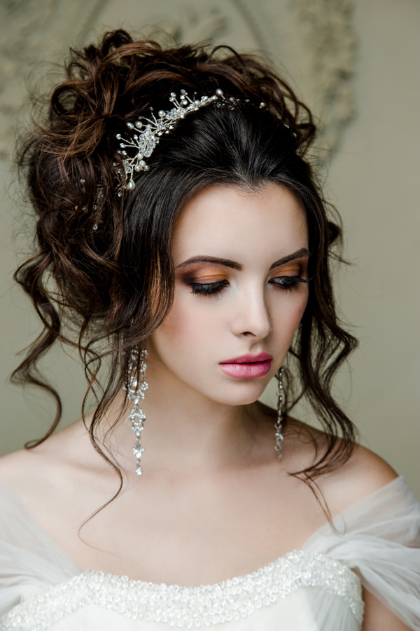 Portrait of gorgeous bride in luxury wedding dress Stock Photo 30