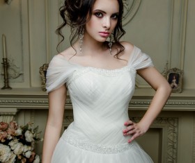 Portrait of gorgeous bride in luxury wedding dress Stock Photo 32