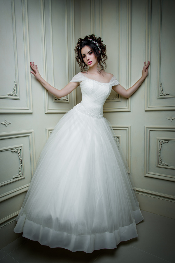 Portrait of gorgeous bride in luxury wedding dress Stock Photo 36