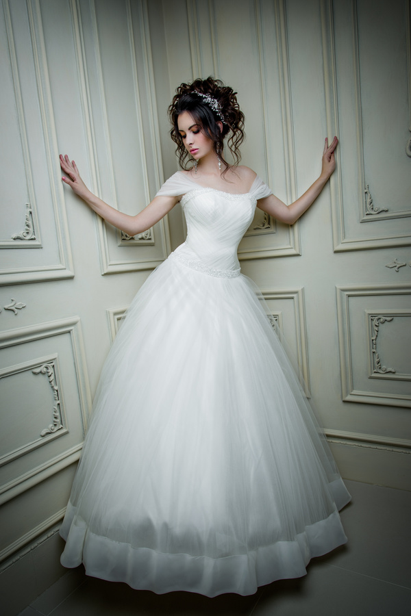 Portrait of gorgeous bride in luxury wedding dress Stock Photo 38