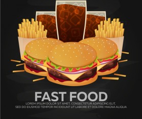 Poster fast food vector material 01