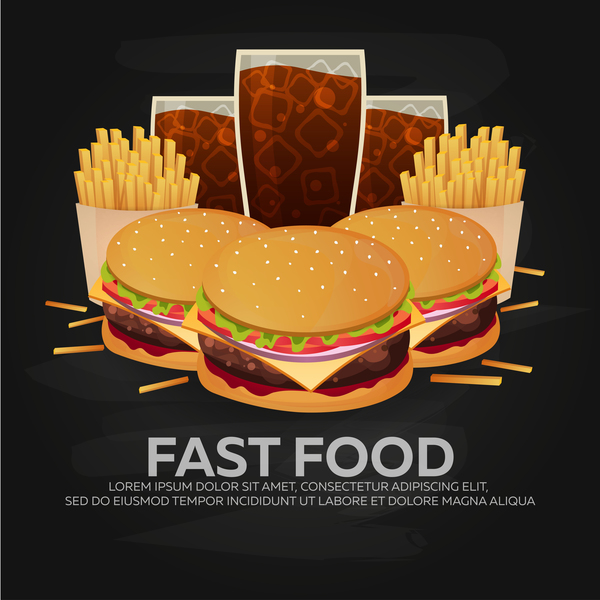 Poster fast food vector material 01