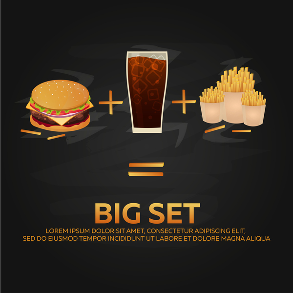 Poster fast food vector material 02