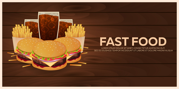 Poster fast food vector material 03