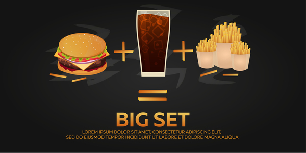 Poster fast food vector material 05